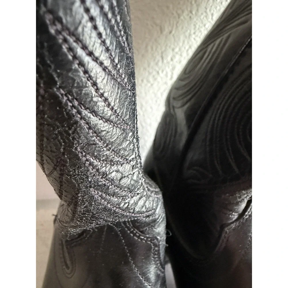 VTG MENS LAREDO COWBOY TOE RAND BLACK BOOTS SIZE 8.5 D